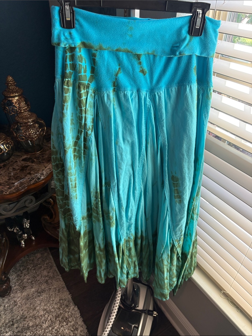 Bohemian Turquoise & Olive Maxi Skirt